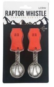 2-Piece Plastic Raptor Whistle with Key Chain & Zipper Ring (115 dB)