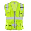 VEVOR Safety Vest, 10 Pockets Yellow Safety Vest, High Visibility Zipper Front Safety Vest with Reflective Strips