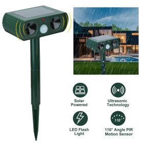 Ultrasonic Animal Repeller Solar Powered Motion Sensor Repellent IPX4 Waterproof Outdoor For Farm Garden Yard Repelling Deer Raccoon Cat Dog Rabb