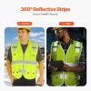 VEVOR Safety Vest, 10 Pockets Yellow Safety Vest, High Visibility Zipper Front Safety Vest with Reflective Strips
