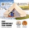 VEVOR Canvas Bell Tent, 4 Seasons 3 m/9.8ft Yurt Tent, Canvas Tent for Camping with Stove Jack, Breathable Tent Holds up to 4 People