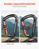 VEVOR Climbing Carabiner Clips, 3 PCS Heavy Duty Caribiner, Professional 30 KN / 6744 lbs Spindle Strength, Large D-Shaped for Hiking,Rappelling
