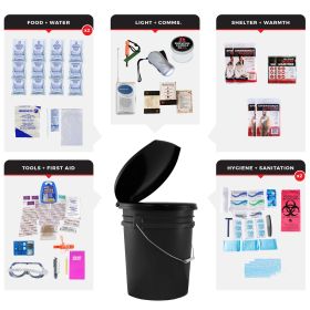2 Person Essential Survival Kit (Option: Bucket and Lid)