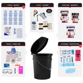 3 Person Essential Survival Kit (Option: Bucket and Lid)