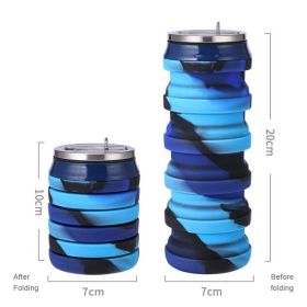 480ml Foldable Silicone Water Cup Creative Protable Travel Cycling Running Water Bottle Folding Outdoor Sports Kettle Drinkware (capacity: 480ml, Color: 04)