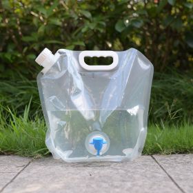 5L/10L Large Capacity Outdoor Portable Folding Water Storage Bag Water Tank For Camping Hiking Riding (capacity: 5L Transparent Belt Faucet)