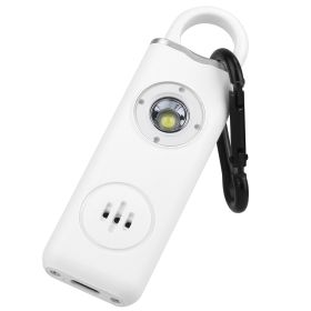 Rechargeable Personal Safety Alarm Portable 130dB Self-defense Siren with Strobe Light LED Light Carabiner Emergency Escape Tool for Women Kids Elderl (Color: White)