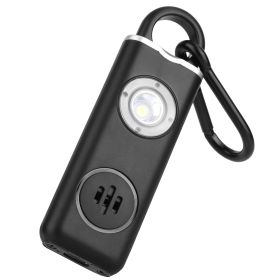 Rechargeable Personal Safety Alarm Portable 130dB Self-defense Siren with Strobe Light LED Light Carabiner Emergency Escape Tool for Women Kids Elderl (Color: Black)